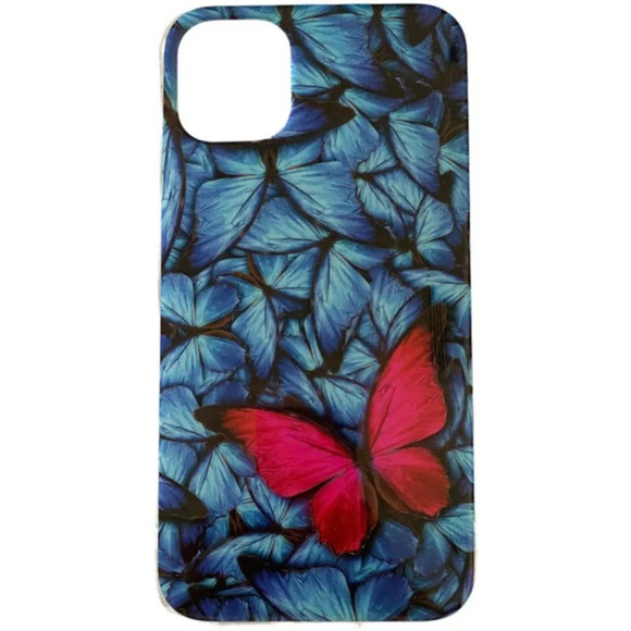 New Compatible with iPhone 11 Case 6.1" Pink Blue Butterflies Plastic - Picture 1 of 4